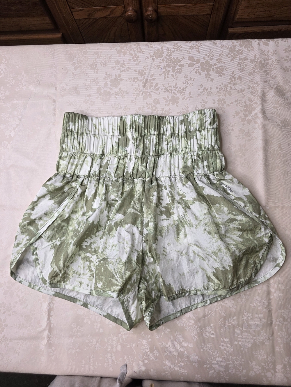 FP Movement The Way Home High Rise Shorts Sage Green Tie Dye XS